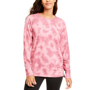 Felpa da donna Ideology con orlo asimmetrico, tie-dye rosa, con cappuccio, in tessuto di seta lavorato a maglia, con cerniera e design con lettere 3D, invernale - Product Image 1