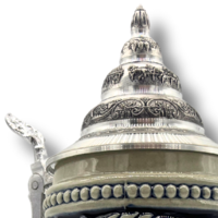 Hofbrauhaus Muenchen Oktoberfest Relief 0.5L Bouteille de bière Ankard en grès céramique gris-bleu avec couvercle PETwer, classique, faite à la main, durable