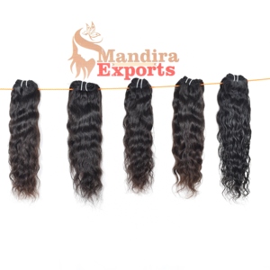 Machine brute Double trame couleur noire cuticule alignée pas d'enchevêtrement femmes noires génie faisceaux de trame ondulés temple brésilien cheveux humains - Product Image 2