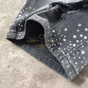 Coupe ample taille élastique vente en gros strass Shorts personnalisés grande taille strass Shorts pour un usage décontracté - Product Image 4