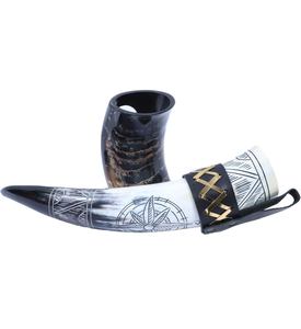 Meilleur prix 100% naturel Viking Agate médiévale corne à boire écologique alimentaire sûr poli Style Animal support en cuir fabriqué - Product Image 3