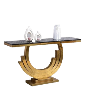 โต๊ะคอนโซลกระจกหินอ่อนสแตนเลสพร้อมกระจกทำด้วยมือดีไซน์หรูหราสินค้าใหม่ - Product Image 3