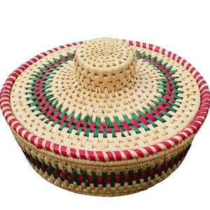 Wholesale Personalized Fashion Natural Grass Moonji Round Shape Portable Small Multicolor Jewelry Box <b>With</b> <b>Lid</b> - Product Image 5