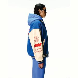 Chaqueta universitaria de alta calidad para hombre, bordado de estrellas, manga de cuero de retazos, diseño Original, nuevo estilo, abrigo de calle - Product Image 4