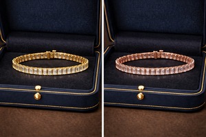 Bracelet tennis éternel luxueux en or blanc massif 14 carats avec diamants de laboratoire taille émeraude, fabricant italien de bracelets en or blanc - Product Image 6