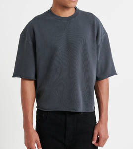 Boxy Fit T-shirts pour hommes T-shirt en éponge française personnalisé pour hommes 100% coton biologique 300 GSM T-shirt surdimensionné lourd - Product Image 6