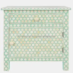 Ấn Độ trang trí xương Inlay làm việc ngực của ngăn kéo xương Inlay đồ nội thất tủ đêm đứng Bàn Cạnh Giường ngủ cho phòng ngủ