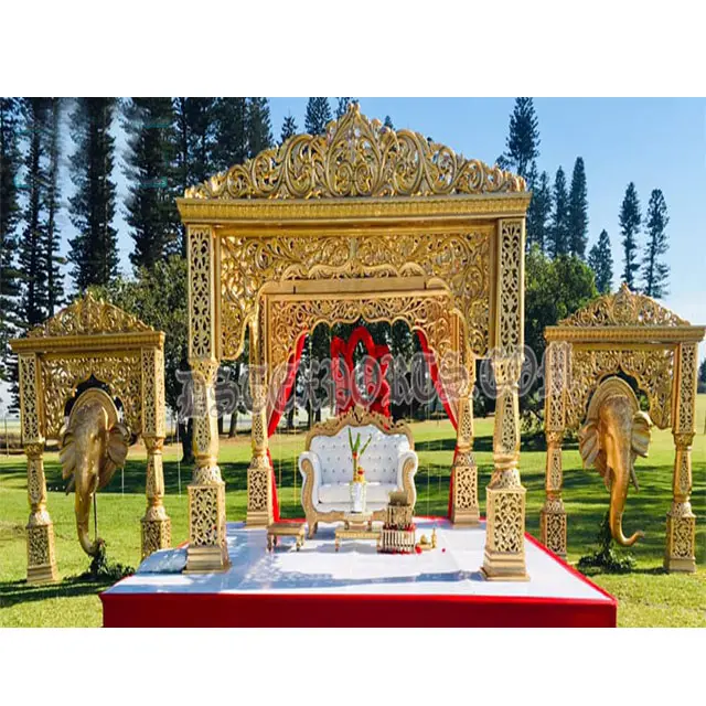 Mandap Chủ Đề Vườn Độc Đáo Trang Trí Đám Cưới Tiệc Cưới Ngoài Trời Đẹp Mandap Xu Hướng Sự Kiện Đám Cưới Hindu Mandap Màu Vàng