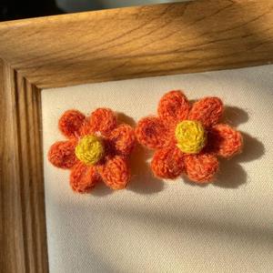 2026 Vintage Woven Silver Ear <b>Studs</b> Earrings Contrasting Colors Floral Flower Design Ear Accessories Crochet Jewelry Ear Clips - Product Image 2