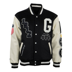 Parches de chenilla bordados a medida, chaquetas de béisbol Letterman, camiseta de béisbol en blanco y negro para adultos - Product Image 1
