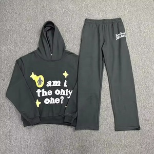 Nuevo estilo de ropa de calle, chándal para hombre, logotipo personalizado, estampado Puff, sudaderas con capucha de gran tamaño y pantalones para correr, conjuntos de 2 piezas, chándal Unisex - Product Image 5