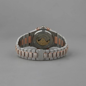 Montre décontractée à cadran rond pour homme en or rose avec diamants Moissanite VVS, mouvement à quartz de luxe - Product Image 3