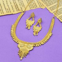 Colliers courts en or micronisé 14K 18K 24K, ensemble de bijoux au design traditionnel, ensemble de bijoux en laiton plaqué or micronisé, vente en gros