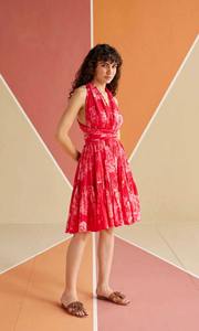 เดรสสั้นผ้าฝ้ายทอมือแบบอินเดียพิมพ์ลายดอกไม้แบบส่วนตัวใส่ลำลองฤดูร้อนงานแต่งงานของขวัญสำหรับเจ้าสาวฮันนีมูนเป็นมิตรกับสิ่งแวดล้อม - Product Image 4