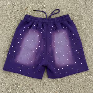 Short sur mesure de haute qualité 100% coton toile Sun Fade Rhinestone solide motif séchage rapide broderie 3D décontracté haut pour hommes - Product Image 2