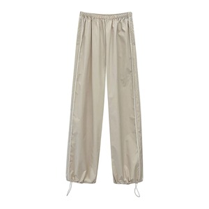 Pantalones de chándal holgados Cargo para mujer con cintura elástica, pantalones de paracaídas de pierna ancha baja, pantalones de chándal con lazo a rayas laterales, ropa de calle Y2K - Product Image 3