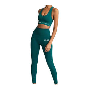 Acheter Prêt à Expédier Logo Personnalisé Sexy Dos Bretelles Soutien-Gorge Match V Cut Leggings Set Suit Sports Fitness Gym Wear Women Yoga Sets - Product Image 4