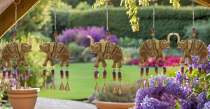Campanas de viento de Metal con forma de elefante de hierro para exteriores, hogar, balcón, jardín, adorno colgante de energía positiva para decoración del hogar - Product Image 3