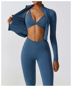 Conjunto de Yoga de calidad superior Material sólido duradero con patrón a cuadros Gimnasio Fitness Ropa deportiva para entrenamiento y ropa de gimnasio - Product Image 6