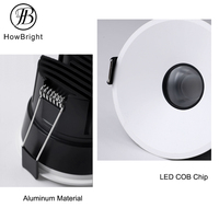 Plafonnier encastré en aluminium pour intérieur, éclairage LED rond COB, 3W 5W 7W 10W 12W, pour hôtel ou supermarché