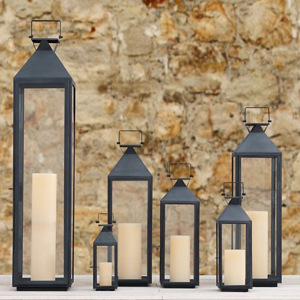 Lanternes américaines d'extérieur en fer Décoration populaire de la maison Lampes suspendues en verre Différentes tailles Jardin Maison Boîte à bougies emballée - Product Image 2