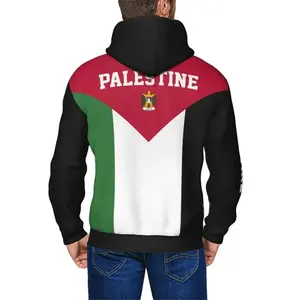 Zipper Palestine Hoodie Pakistan Made Custom 2024 New Winter Plain Dyed 100% Cotton Fleece Embroidered Long Sleeve Hooded - Product Image 6