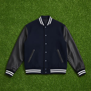 Veste universitaire d'hiver pour homme en laine 100% sur mesure, à capuche longue et unie, avec manches effet cuir, boutonnée, service OEM - Product Image 3