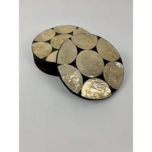 Ensemble de sous-verres de service en incrustation de nacre, ustensiles de cuisine faits à la main, tasse, vaisselle - Product Image 2