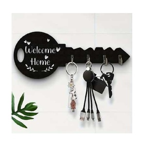 Vintage Wood Wall Key Holder – 5 Retro Hooks, Brown, Easy Install (10x4x7.28 In)
