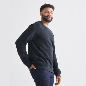 Men's Customized Long Sleeve Sweatshirt Fleece with Puff Printing & Embroidered Logos Solid Style Relaxed Fit Set - Product Image 3