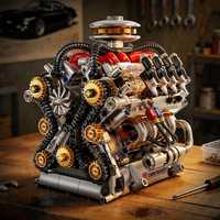 Ensemble de blocs de construction de moteur turbocompressé V8, modèle mécanique, jouet, 487 pièces, kit d'assemblage ABS pour exposition STEM