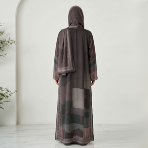 Premium Weightless Solid Kimono Two Piece Set Scarf <b>Long</b> Cardigan Outerwear Muslim Ladies Flowy <b>Dress</b> Plus Size Wedding Abaya - Product Image 4