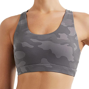 Custom Logo Women Camouflage Printed Sports Bra <b>Cross</b> Back High Impact Padded Yoga Fitness Crop <b>Top</b> - Product Image 5
