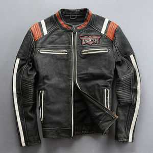 Top haute qualité 2024 Unique hommes chemise brodée de haute qualité véritable veste en cuir de vachette véritable vente en gros - Product Image 3