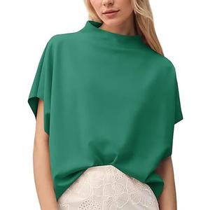 Transpirable de gran tamaño de Color verde elegante cuello simulado camiseta logotipo personalizado Camiseta cuello grueso cuello simulado camiseta de peso pesado - Product Image 1