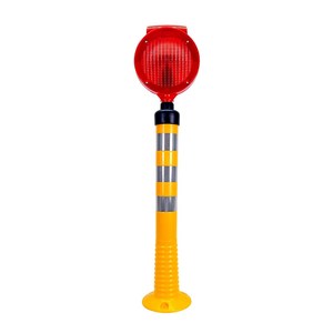 Ensemble de délimitateurs jaunes solaires avec clignotant rouge en ABS/PC, feux de signalisation routière pour la sécurité routière avec réflecteur blanc - Product Image 1