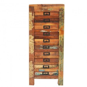 Coffre à plusieurs tiroirs en bois de Sesham antique Tiroirs de coffre de créateur fabriqués à la main pour meubles d'entrepôt d'entrée d'hôtel de salle à manger - Product Image 3