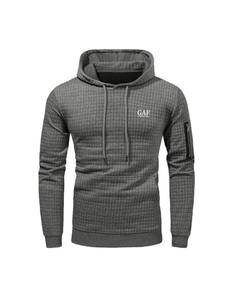 Sudadera con capucha de invierno para hombre, talla grande, con media cremallera, logotipo personalizado, tejido polar, secado rápido, transpirable, personalizable, venta al por mayor GAF ODM/OEM - Product Image 1