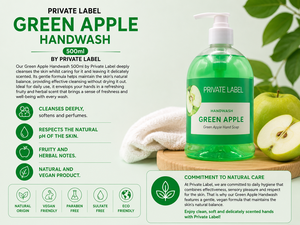 Savon liquide pour les mains à la pomme verte, marque privée, 500 ml, OEM |   Savon pour les mains vegan aux fruits |   Espagne UE - Product Image 2