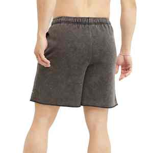 2025 hommes haute rue lavage à l'acide en détresse français éponge Shorts 100% coton écologique respirant solide motif mi Direct - Product Image 5