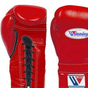 Gants de boxe à lacets Winning Rouge Noir Cuir véritable professionnel Gants d'entraînement de boxe Sparring Combat 8oz 10oz 12oz 14oz - Product Image 2