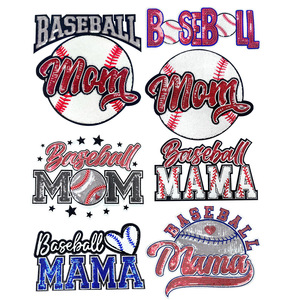 Nouveau design 2026 – Grandes écussons thermocollants personnalisés en tissu chenille à lettres pelucheuses « Baseball <span class=keywords><strong>Mama</strong></span> » avec broderie de sequins pour T-shirts – Vente en gros - Product Image 2