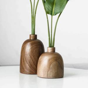 Nouvelle conception Vase à fleurs ensemble de 2 pour la maison hôtel et mariage couleur marron Table en bois décoratif vase à fleurs accessoires de décoration pour la maison - Product Image 1