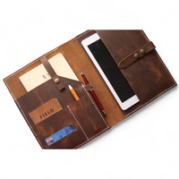 Porte-documents et porte-portfolio vintage en cuir véritable personnalisé, format A4, portable, pour les voyages et les affaires