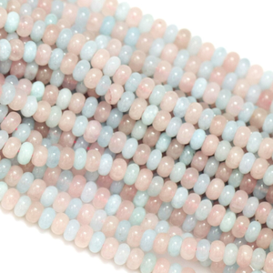 ลูกปัดมอร์แกไนต์ควอตซ์ทรงรอนเดลล์เรียบสวยงาม ขนาด 15 นิ้ว 7-8 มม. ลูกปัดพลอยมอร์แกไนต์ควอตซ์เรียบ คุณภาพ AAA - Product Image 3