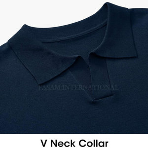 เสื้อโปโลคอวีคอวีของผู้ชายเสื้อโปโลผ้านุ่มแห้งเร็วสีทึบดีไซน์ล่าสุด - Product Image 3