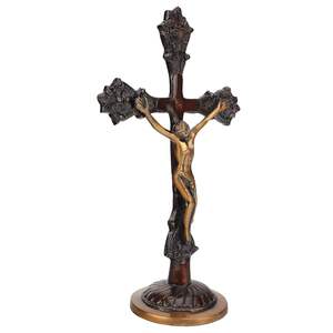 Statue en laiton du Seigneur Jésus-Christ sur la Croix Sainte, Crucifix en laiton fait main pour la décoration de la maison et du bureau, Culte chrétien religieux - Product Image 3