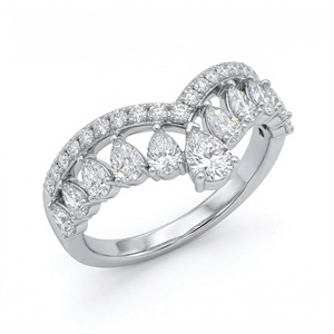 Fashion Pear Shape Diamond <b>Ring</b> Women 925 Sterling Silver <b>Open</b> Band Wedding Engagement Jewelry - Product Image 2