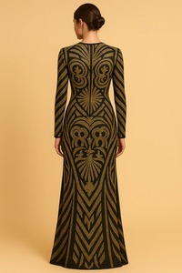 Robes de soirée de mariage de luxe de haute qualité, style Empire, col rond, broderie florale en cristal, perles, longueur au sol, coupe A, soutien-gorge intégré - Product Image 4