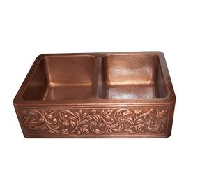 Delantal delantero de lujo con diseño martillado envejecido de alta calidad, fregadero de cocina de cobre de granja, fabricante directo, lavabo de Metal para Cocina - Product Image 3